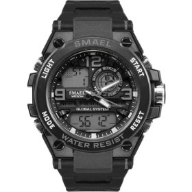 Resim Hanyang Gri Smael Luxuly Erkek Kol Saati Altın Dijital Saat Adam Su Geçirmez 50 M LED Saat Adam Dijital Saat Adam Spor Izle Şok 1603 (Yurt Dışından) 