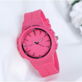 Resim Pinkoli Fuşya Silikon Kordonlu Kabartma iç Tasarım Kadın Kol Saat ST-303986 