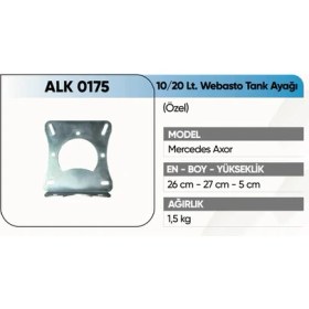 Resim alkotek axor webasto tank ayağı 10/20 lt. özel 