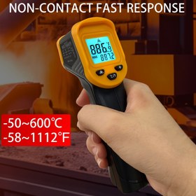 Resim Infrared Termometre Tabanca, Dijital Lazer Sıcaklık Ölçer, -58 ila 1112°F (-50 ila 600°C), Ayarlanabilir Emissivite, MAX&MIN IR Sıcaklık Ölçümü, Pişirme, BBQ, Gıda, Et, Izgara, Fırın, Motor için - ABS Malzeme, Pil ile Çalışır, 0.1 Hassasiyet, ≥0.4mW Lazer, Pil Dahil Değil 