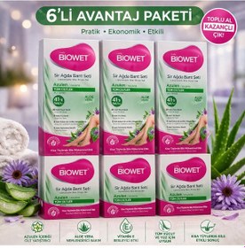Resim Biowet Sir Ağda Bant Seti Azulen Aloe Vera Tüm Ciltler İçin 41 Parça Kolay Kullanım 6 Paket 
