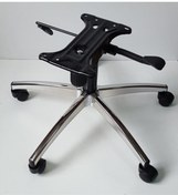 Resim YILDIZSİT Makam Sandalyesi Krom Ayağı Çap 70 Cm 100 Lük Siyah Pistonlu Çift Kollu Mekanizma 