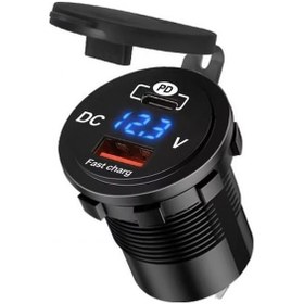 Resim Araç Tekne Çakmaklık Şarjı Pd Qc3 Volt Ölçer İle Hızlı Şarj 12v/24v 
