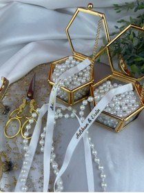 Resim Dökülmeyen İncili Nişan Kurdelesi - Kişiye Özel Yaldız Baskılı 