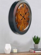 Resim Bahat Salon Ofis Duvar Saati Gri Metal Çerçeve 36 Cm 