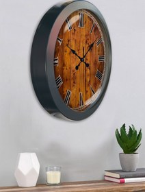 Resim Bahat Salon Ofis Duvar Saati Gri Metal Çerçeve 36 Cm 