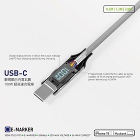 Resim CL200 100W 5A Pd Şarj Kablosu 200 cm Led Güç Göstergeli Hızlı Şarj ve Data Kablosu 480MPS Type-C to Type-C PD 3.0 PPS 