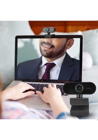 Resim Padalink Siyah Usb 2.0 Webcam 1080p Hd, Mikrofonlu, Usb Tak Ve Kullandır, 360 Derece Dönebilen, Masaüstü/monitör Uyumlu, Online Ders/video Konferans İçin 