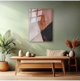 Resim Soyut Temalı Yağlı Boya Görünümlü Fırça Darbeleri Cam Modern Salon Tablosu Cam Duvar Tablosu 
