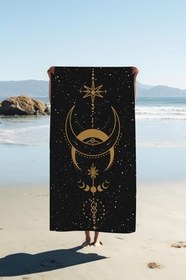 Resim Dijital Baskı Plaj Deniz Havlusu Ay ve Yıldız Desenli Peştamal HVL0148 