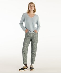 Resim Yargıcı Normal Bel Düz Kalıp Denim Pantolon Yeşil Desenli Yeşil 