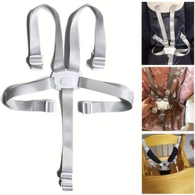 Resim 1 adet Ayarlanabilir 5 Noktalı Yüksek Sandalye Güvenlik Kemeri - Dayanıklı Polyester, Gri - Çocuklar & Gençler Koltuk Aksesuarı 