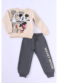 Resim Hçm Erkek Çocuk 3 İplik Eşofman Takımı Mickey Mouse Baskılı Ribanalı E20 Gri 