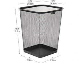 Resim Mesh Çöp Kovası, Atık Kağıt Sepeti, Kare, Ofis, Metal Örgü, 9.8 "u x 9.8" G x 12.25" H, 4'lü Set, Siyah 