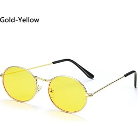 Resim Xifu Shop C Altın-Sarı Küçük Metal Çerçeveli Oval Retro Şemsiyesi Güneş Leri Yaz Vintage UV400 (Yurt Dışından) 