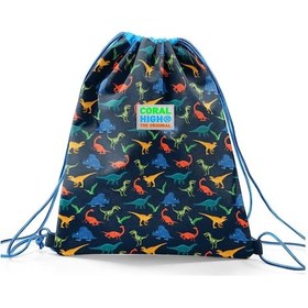 Resim Coral High Kids Lacivert Mavi Dinozor Desenli İpli Büzgülü Sırt Çantası 22452 Lacivert 