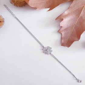 Resim Silver Heart Clover Women's Bracelet 