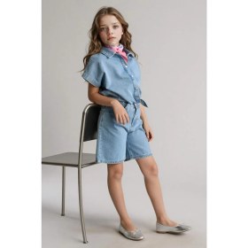 Resim DeFacto %100 Pamuk Mavi Denim Gömlek Kız Çocuk H5569A826SM 