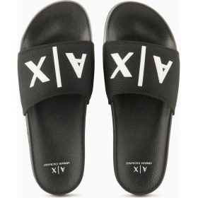 Resim Armani Exchange Siyah - Beyaz Erkek Plaj Terliği XUP001 