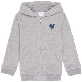 Resim U.S. Polo Assn. Kız Çocuk Açık Gri Melanj Fermuarlı Basic Sweatshirt 50296390-VR091 
