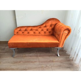 Resim aldagelsin Ters Kol Dekoratif Bihter Koltuk Josefin Puf 110 cm Gümüş Ayak 