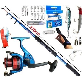 Resim Piranha Travel 270cm 50-150gr Oslo 3000 Rapala Maket Balık Tele Spin Olta Takımı Seti 