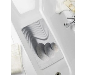 Resim Saban Kaymaz Banyo Matı – Plastik, Vantuzlu, Taş Desenli Duş Matı, Kaymayı Önleyici Paspas 70X40 cm 