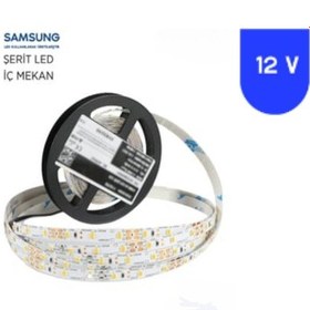 Resim 12 Volt 2835 Samsung 60 Led 4000 K Naturel Beyaz İç Mekan 5 Metre Şerit Led 