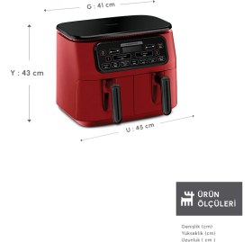 Resim Özbience Air Pro Cook Duo Köz Xxxl 4+4 Litre Airfryer 8 Kişilik 
