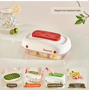 Resim Xuweiwei 1 Adet Kapaklı Basmalı Çıkarılabilir 32 Gözlü Buz Kalıbı Klasik Kırmızı Standart Model Gıda Sınıfı Ev Tipi Dıy Buz Yapma Kabı 