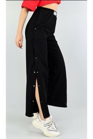 Resim CNG MODA Kadın Siyah Yandan Çıtçıtlı Eşofman Altı 