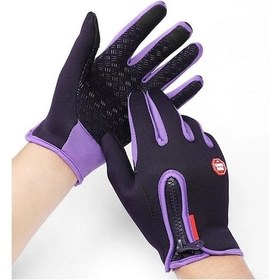 Resim Pengfushop5 Mor Motokros Eldivenleri - Kışın Sıcak Tutan, Dokunmatik Ekran Uyumlu, Su Geçirmez, Uniseks M Beden 