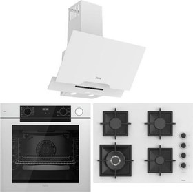 Resim Steamart-Fryart-Sılentart Serisi Beyaz Set (SC406-WFA + QEP64CB +D064-SA ) - Döküm Izgara / 65 cm Ocak 