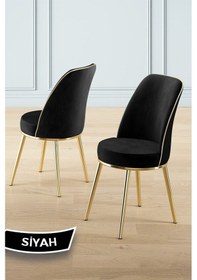 Resim Canisa Lena Serisi 90x160 Lak Panel Beyaz Mermer Desen Gold Kaplama Ayaklı Masa Takımı Ve 6 Siyah Sandalye Beyaz Mermer Desen Masa Sandalyeler Siyah 