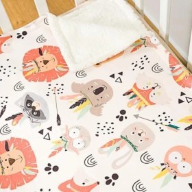 Resim Home Yumuşak Bebek Battaniyesi Renkli Orman Dostları Kuzu Tüyü Battaniye 80 x 100 cm 