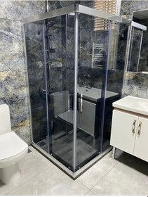 Resim Ustaduş-qorex Marka - 1 Sabit 1 Sürgülü 6 Mm Füme Temper Cam Duşakabin H:190 Özel Seri Krom Aksesuar Diğer 