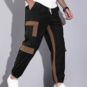 Resim Erkekler için Ayarlanabilir Bağcıklı Beli Olan Korduroy Kargo Pantolon - Zeytin Yeşili ve Siyah Karışımı, Esnek Olmayan Kumaş, Hafta Sonu Rahat Giyim İçin Normal Beden Pantolon | Çok Yönlü Kullanıma Uygun Pantolon | Korduroy Kumaş 