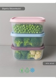 Resim 3'lü Dipfriz Saklama Kabı - No Frost Silikon Kapaklı Derin Dondurucu Düzenleyici - Bpa Free - 675 Ml Şeffaf 