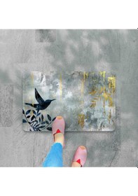 Resim Dijital Baskılı Desenli Dekoratif Dış Kapı Önü Ve Iç Mekan Paspası Yıkanabilir Kaymaz Taban Gri 