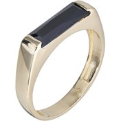 Resim Siyah Taşlı Modern Kesim Altın Yüzük 