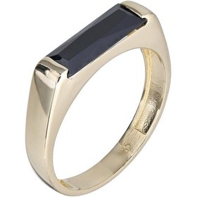 Resim Siyah Taşlı Modern Kesim Altın Yüzük 