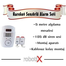 Resim Robotix Kablosuz Hareket Sensörlü Kumandalı Alarm 