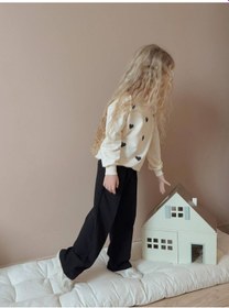 Resim Miniko Kids Kız Çocuk Kalp Modelli Geniş Paça Pamuk Takım Siyah 