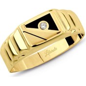 Resim Erkek Kare Taşlı Çizgi Mineli Yüzük 