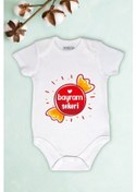 Resim Tuğbababy Baby Unisex Bebek Bayram Şekeri Baskılı Body Zıbın Kız Erkek Beyaz 