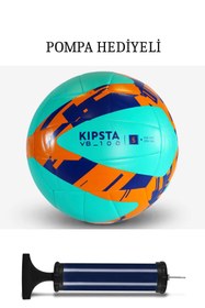 Resim Moonlight Outdoor Kipsta Voleybol Topu Pompa Hediyeli - 5 Numara - Sarı / Mavi Profesyonel 