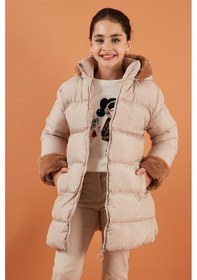 Resim Lela Içi Yumuşak Astarlı Kapüşonlu Şişme Kız Çocuk Mont 5761981 Bej 