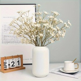 Resim 3 Dal Beyaz Vazoda Yapay Çiçek - Ev, Ofis, Düğün, Şükran Günü, Sevgililer Günü, Anneler Günü Dekorasyonu İçin İdeal - İç/Dış Mekan Kullanımı, Masaüstü Düzenlemesi, Düğün Orta Parçası | Şık Çiçek Düzenlemesi | Dayanıklı Plastik Çiçekler, Çiçek Süslemeleri 