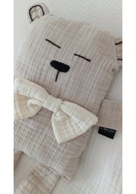 Resim Çocuk Bebek Müslin Uyku Arkadaşı Gogo Panda El Yapımı Büyük Yastık 