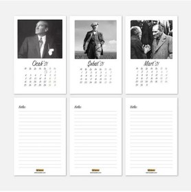 Resim Atatürk Fotoğraflı 2027 Masa Takvimi - Siyah Beyaz 